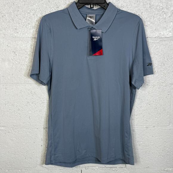 Reebok Men's Short Sleeve Performance Training Polo Shirt - Vintage Blue Small - Picture 1 of 6